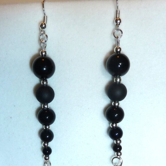 No 995 Handmade earrings with Tibetan silver charms and polished stones - Picture 2 of 2